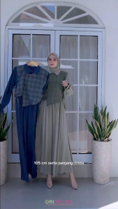 Gamis Wanita Megana Dress Orinaura | Set Outer 2in1 Vest Wanita Hijab Modern Elegan