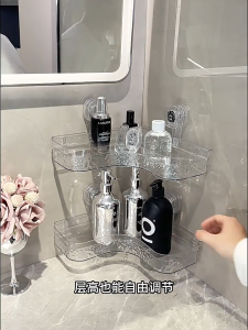 ชั้นวางของในห้องน้ำ ที่เก็บของ ที่วางของในห้องน้ํา เข้ามุม สีโปร่งใส ติดผนัง ห้องครัว ไม่ต้องเจาะ