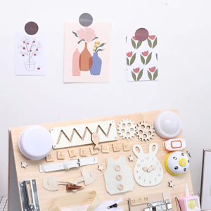 Wooden Montessori Busy Board/Activity Board with White Board