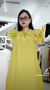 Váy Bầu Dáng Suông Cổ Bèo Ren Thời Trang Thiết Kế Xinh Xắn