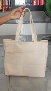Túi Vải Đeo Vai XinhStore 2 Ngăn Ngoài Có Dây Kéo