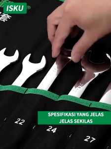 ISKU Kunci Ring Pas Set 8-24mm Combination Spanner Wrench Bahan Cr-v Multifungsi Bahan