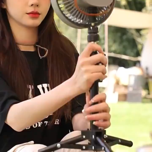 3in1-10000mAh Camping Fan: LED Lighting, Tripod Rotating, Wireless Ceiling & Desk Fan