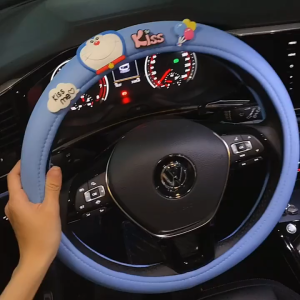 Car Steering Wheel Cover Universal 15 inch Breathable & Soft Ice Silk Car Steering Wheel Protector with Anti-Slip Silicone Inner Ring for Truck Van SUV Car