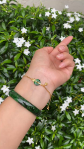 lắc tay nữ vàng tây mix đồng điếu ngọc cẩm thạch tự nhiên vip trang sức nữ trang vàng tây trang sức thiết kế đủ hóa đơn thẻ bảo hành