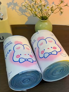 น่ารัก Rabbit ถุงขยะ  ถุงขยะมีเชือก เหนียว ทนทาน  คุณภาพดีของใช้ในครัวเรือน สําหรับห้องน้ํา สํานักงาน 45 ซม. X 50 ซม.