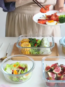 Glass Container Plastic Lids Anti-Leaking TupperwareLeak Proof Lunch Box Refrigerator Keep Fresh Food Container Microwave safe Office Workers