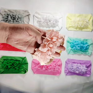 Bandana Bayi Motif Bunga Pita Bahan Halus Headband Bayi Lucu Bando Bayi B442