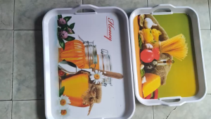 Khay / mâm to melamine có tay cầm bưng bê thức ăn - KQ 21: 52.0 x 38.0 x 5.6 cm