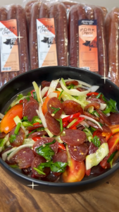 Chokchai กุนเชียงหมู (สูตรหวานน้อย) ไขมัน 10%  ขนาด 500กรัม และ 1000กรัม ผลิตจากเนื้อหมูล้วน ของฝากฟาร์มโชคชัย