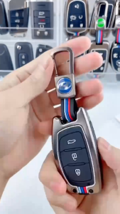 Ốp Chìa Khóa Xe Hyundai Creta Stargazer X Chìa 4 Nút Hợp Kim Cao Cấp Họa Tiết 3 Sọc Màu Lịch Lãm Sang Trọng