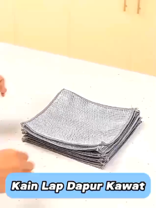 HSH COD Kain Lap Dapur Bahan Kawat Bentuk Petak / Sikat Cuci Piring Kompor Cooker Hood Meja Panci Gelas Kuali Wajan Wastafel Sink Peralatan / Serbet Serabut Halus Lembut Penghilang Kotoran Multifungsi