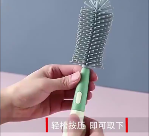 3 in 1 Non-Scratch Baby Milk Bottle Cleaner Silicone Brush Set Baby Bottle Silicone Cleaning Brush
