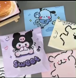 10Pcs Ins Cartoon pattern gift box packaging bag waterproof and thickened (Size 25×35cm)