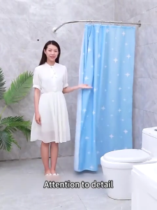 Curved Shower Curtain Rod Stainless Steel Hole Free Bathroom Curtain Track Retractable Shower Curtain Rods