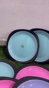 6&12 pcs Piring Saffron Plast 9inc 2215 Wadah Tempat Makan Plastik Warna Pinggiran Hitam