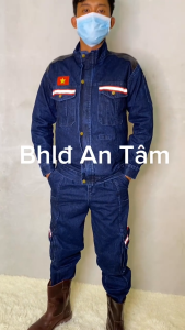 quần áo jean(vải bò) bảo hộ thợ hàn chống cháy sét kéo vải tốt(sản phẩm chưa bao gồm quạt) _A61