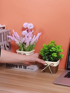 Chậu Cây Giả Hoa Giả Đế Gốm Chữ Life Để Bàn Trang Trí Nhà Cửa Bàn Làm Việc Phòng Khách Phòng Ngủ