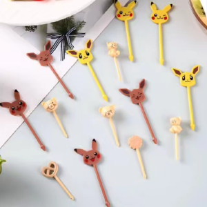 Cute Cartoon Animal/Character Food Picks for Kids - Reusable Wooden Toothpicks for Lunch & Snack Decoration