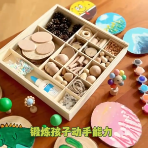 Natural Wood DIY Handcraft Set Creative Hand-Painted Childrens Toy Wooden Storage Box Toys for Kids Mainan Kayu Budak Perempuan Lelaki 原木创意diy益智趣味涂鸦绘画手工拼搭儿童摆件玩具木制收纳盒