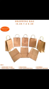 Tas Belanja Paper Bag Kantong Kertas 15.5X7.5X20 (Isi 12 Pcs-SBG12)