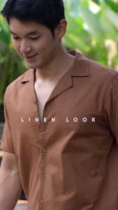Kemeja bowling kerah pantai OXCON Summer shirt Linen Look 2024