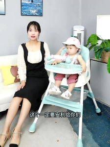 Kiumo High Chair for Baby with Adjustable Tray Foldable Feeding High Chair Detachable Legs Baby High Chair with Four Wheels