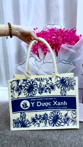Mua [Chính Hãng] TÚI VẢI ĐAY LINEN CAO CẤP Túi xách nữ có nút nam châm phiên bản hiện đại in họa tiết hoa hướng dương đứng form.