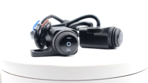 Domino Mini Driving Light Left Switch Left Mirror Mount 3 Way Hazard Fog Light ON OFF ON Switch Left Mirror Surfy Motorcycle