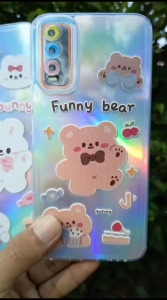 Case Hologram Fashion (BEAR) REALME C15 C33 REALME 10 Casing Hologram Aurora Markas Kesing