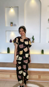 Naura Baju Tidur Wanita Tangan Pendek Risleting Depan Bumil Busui Cocok Kekinian Terbaru