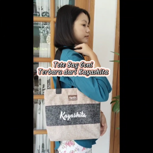 Tas Bahu Wanita Tote Bag Goni Sablon