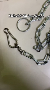 xích INOX dài 2m cho chó có vòng dắt và móc chống xoắn ( chưa có vòng cổ )