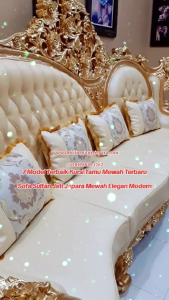 Sofa 1Set Terbaru 2024 Sofa Modern Ruang Keluarga Kursi Sultan Ruang Tamu Jati Ukir Jepara Mewah