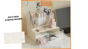 Multi-Function Desk Cosmetic Makeup Storage Drawer Organizer Stationery Brushes Holder Student Office School Meja Rak桌上收