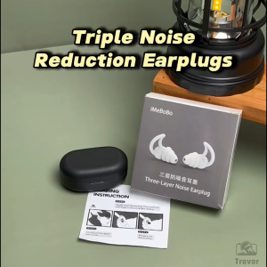 TREVOR Triple Noise Reduction Earplugs - Premium Silicone Soft Sleeping Waterproof Swimming Safety Travel Ear Plugs Reusable Comfort 防噪隔音耳塞