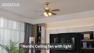GOGEOUS Lampu kipas angin gantung plafon ruang tamu Gaya retro kipas lampu gantung hias 2in1 3 warna 6 kecepatan 42/48 inci meja makan kamar tidur balkon lampu kipas angin remote
