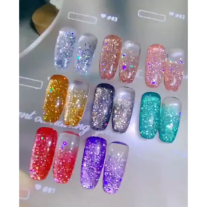 สีเจลทาเล็บแฟลช เปลี่ยนสีตามอุณหภูมิ สีทาเล็บเจล ระยิบระยับ สีกากเพชร สีเจลทาเล็บ มีให้เลือกถึง8สีพร้อมส่ง