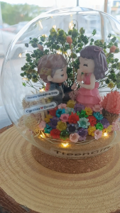 TTEEN GIFT Preserved Flower Roses Glass Jar Cover Dome Wedding Anniversary Birthday Valentine Gift Decoration Bell Immortal Flower -12CM Round 永生花玻璃罩礼品礼物