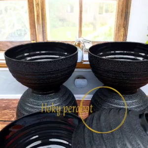 12 PCS Mangkuk bulat 7 inch mangkuk bulat hitam ramen terlaris