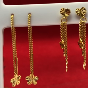 ต่างหูทองห้อยระย้า ต่างหูเสียบปักก้าน ความยาว 35 cm แบบหัวใจ ดอกไม้ ใส่ออกงานได้ งานสวย ชุบทอง ต่างหูแฟชั่น