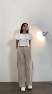 Cozie Pants RIB Knit Premium Highwaist Cullote Loose Pants Petite Friendly Celana Wanita Anti Kusut Kekinian