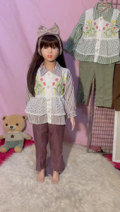 Elsafashion Setelan Anak Perempuan Jasmine Mix Brokat Motif Bunga Premium Usia 3-12 Tahun