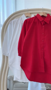 NANDO KEMEJA OVERSIZED SHELINA KATUN POPLIN LENGAN PANJANG TANGAN KARET