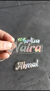 GANTUNGAN KUNCI CUSTOM NAMA HOLOGRAM EMBLEM AKRILIK RESIN SUPER GLOSSY - VIRALNESIA