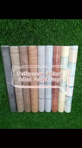 Wallpaper Dinding Stiker PVC Motif Kayu Vintage