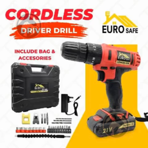Eurosafe 21V Cordless Drill Impact Drill Cordless Screwdriver ES-1026RD Hand Drill Portable Drill with LED Work Light