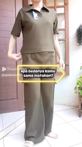 Qimareez Crop Set Knit Hornet Kain TEBAL Super Halus Setelan Crop Top Celana Cargo Wanita Standar Jumbo Casual Korean Style