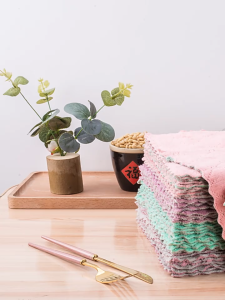 ผ้าเช็ดจาน 23*25cm ดูดซับน้ำได้ดีเยี่ยม วัสดุกำมะหยี่ปะการัง เนื้อผ้านุ่มนิ่ม ใช้ได้ทั้งสองด้าน เศษผ้าขยายและหนาG2600