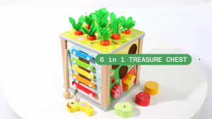Wooden Treasure Chests Ages 3+  Carrot Harvest Game with Xylophone Cube Gift For Boys and Girls by WISHLAND